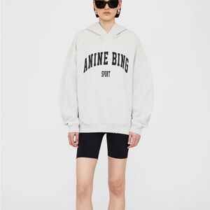 Anine Bing Light Gray Logo Harvey Hoodie